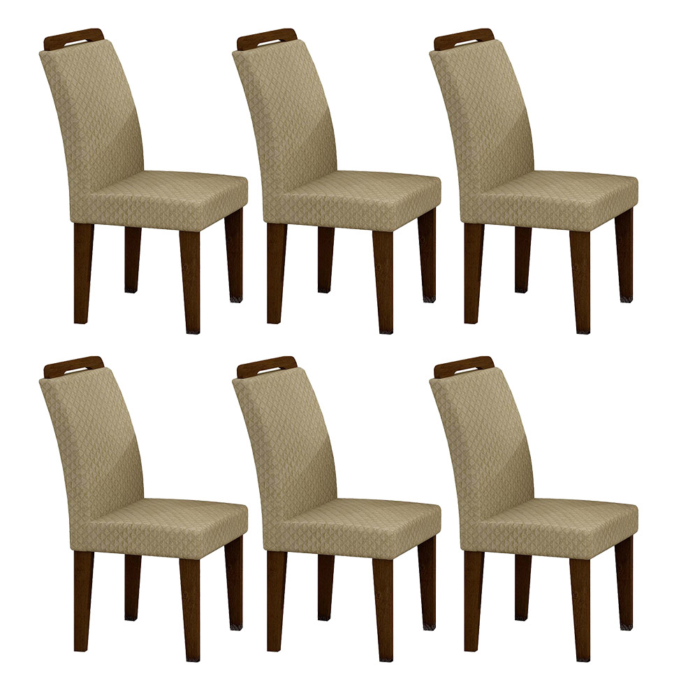 Conjunto 6 Cadeiras Athenas Castor Matelasse Creme