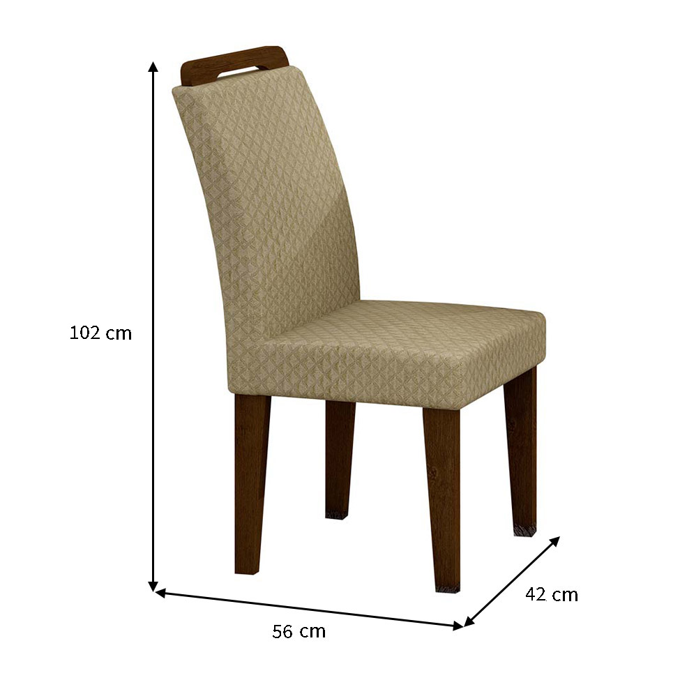 Conjunto 6 Cadeiras Athenas Castor Matelasse Creme