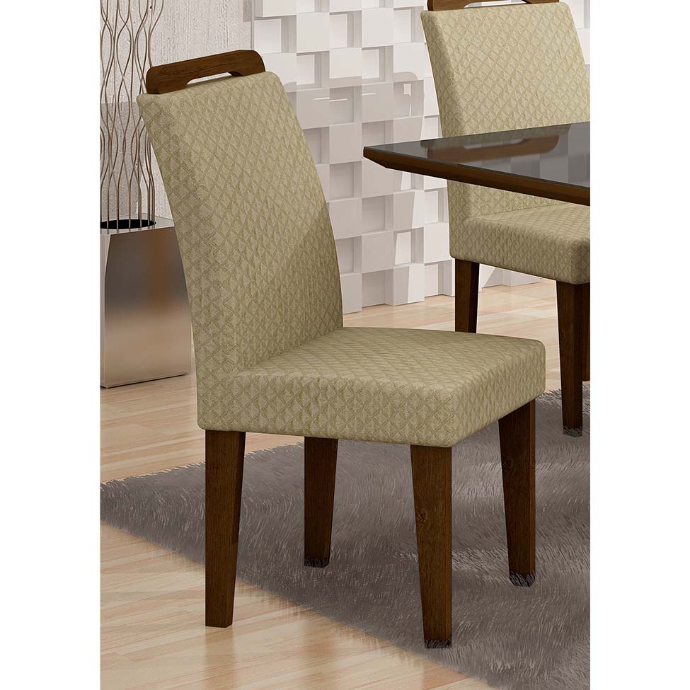 Conjunto 6 Cadeiras Athenas Castor Matelasse Creme
