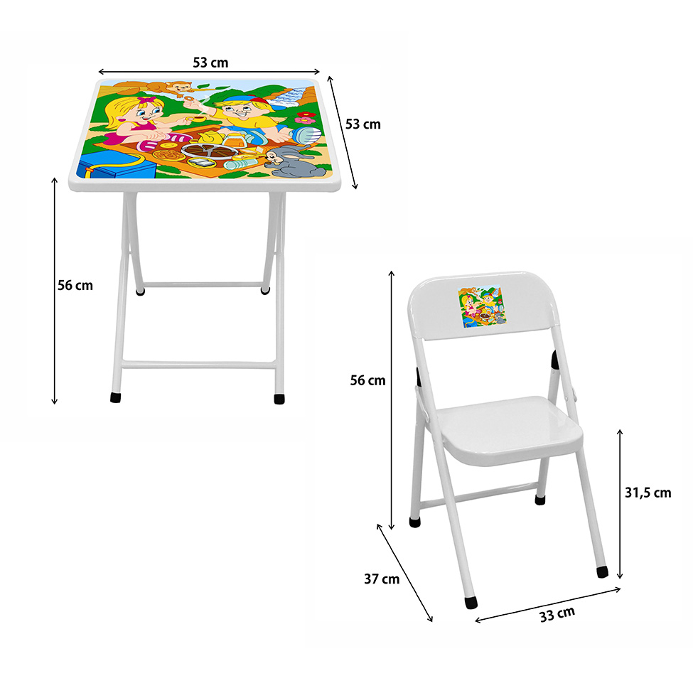 Conjunto Infantil com Mesa e 2 Cadeiras Branco