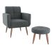 Conjunto com 1 Poltrona e 1 Puff Havana Cinza