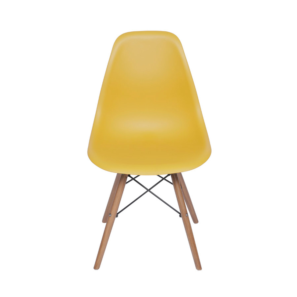 Conjunto com 10 Cadeiras DKR Eames Açafrão e Madeira