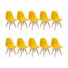 Conjunto com 10 Cadeiras DKR Eames Amarelo e Madeira