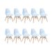 Conjunto com 10 Cadeiras DKR Eames Azul Claro e Madeira