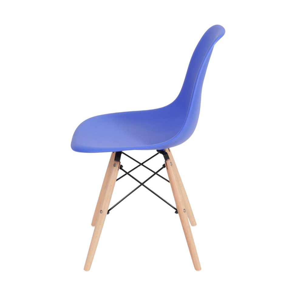 Conjunto com 10 Cadeiras DKR Eames Azul Escuro e Madeira