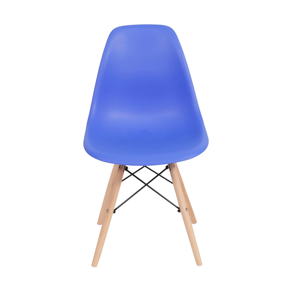 Conjunto com 10 Cadeiras DKR Eames Azul Escuro e Madeira