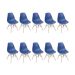 Conjunto com 10 Cadeiras DKR Eames Azul Marinho e Madeira