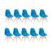 Conjunto com 10 Cadeiras DKR Eames Azul Petróleo e Madeira