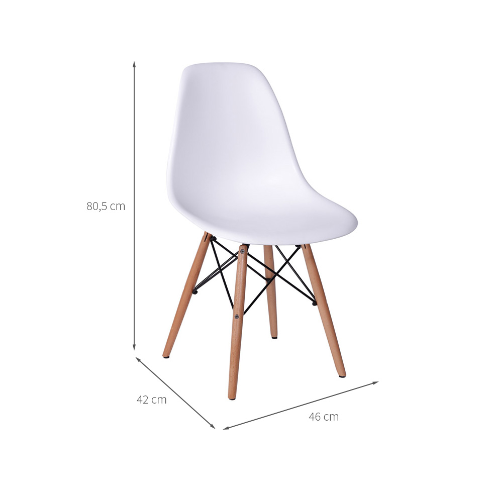 Conjunto com 10 Cadeiras DKR Eames Branco e Madeira