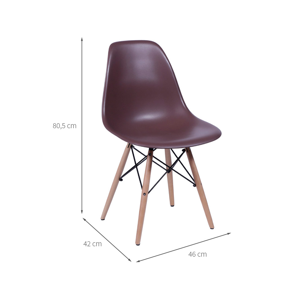 Conjunto com 10 Cadeiras DKR Eames Café e Madeira