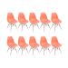Conjunto com 10 Cadeiras DKR Eames Laranja e Madeira