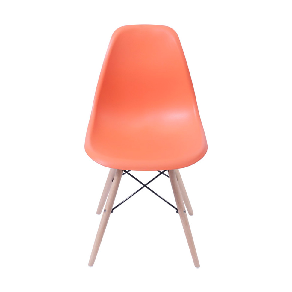 Conjunto com 10 Cadeiras DKR Eames Laranja e Madeira