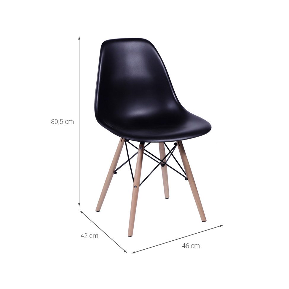 Conjunto com 10 Cadeiras DKR Eames Preto e Madeira