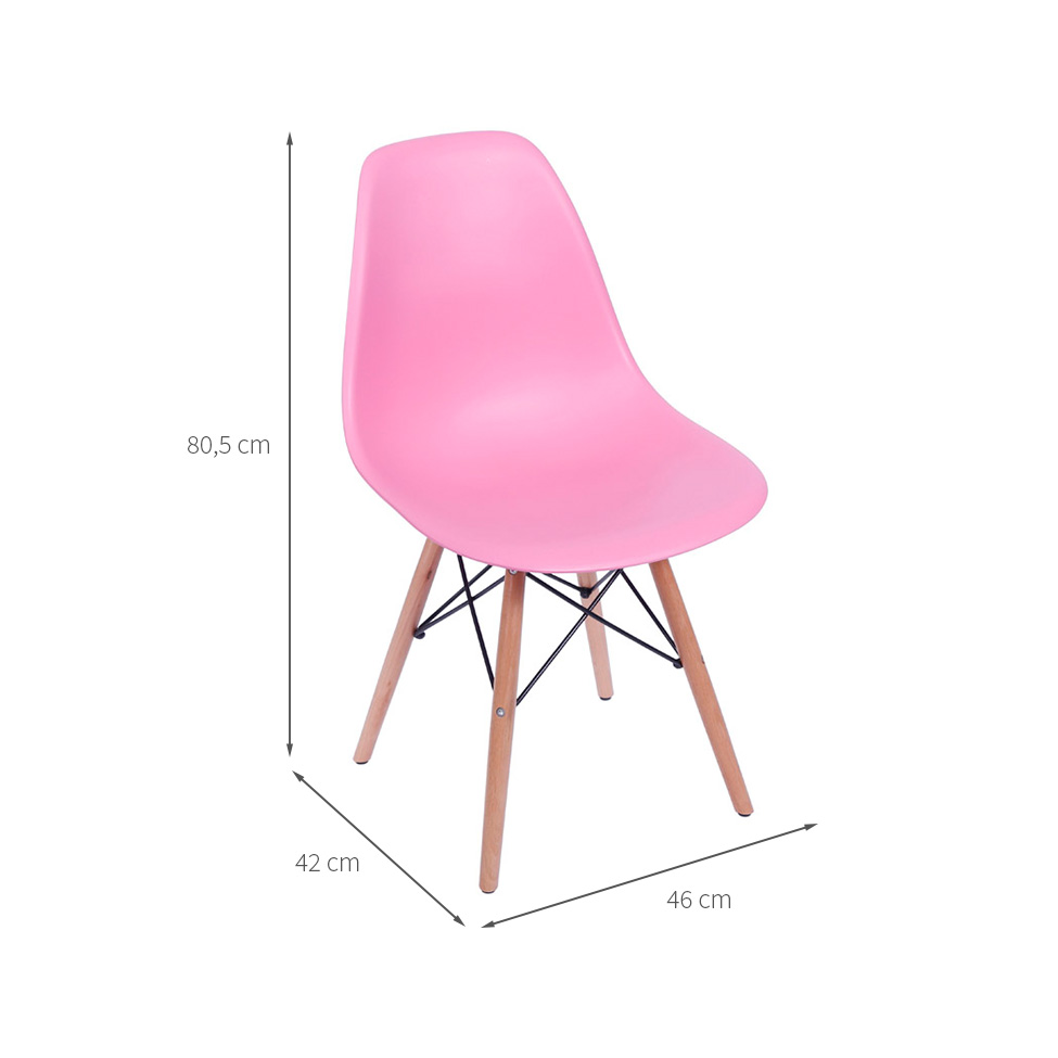 Conjunto com 10 Cadeiras DKR Eames Rosa e Madeira