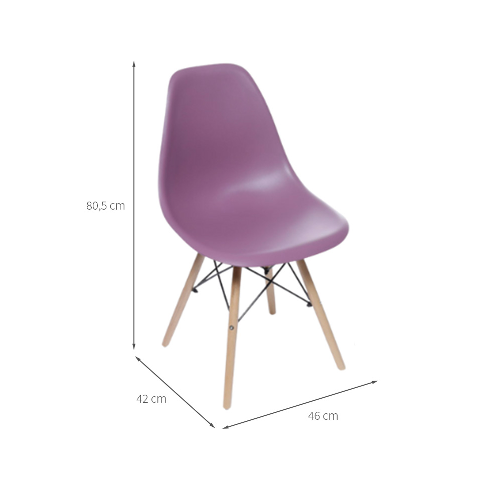Conjunto com 10 Cadeiras DKR Eames Roxo e Madeira