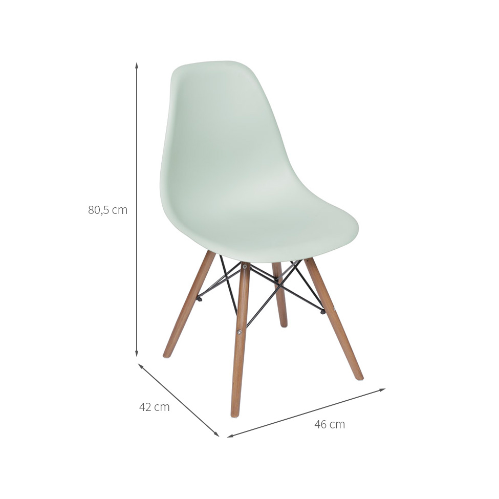 Conjunto com 10 Cadeiras DKR Eames Verde Claro e Madeira