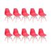 Conjunto com 10 Cadeiras DKR Eames Vermelho e Madeira