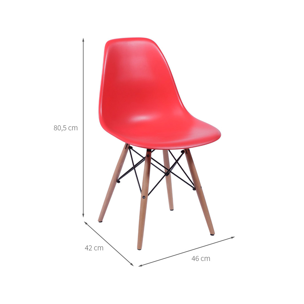 Conjunto com 10 Cadeiras DKR Eames Vermelho e Madeira