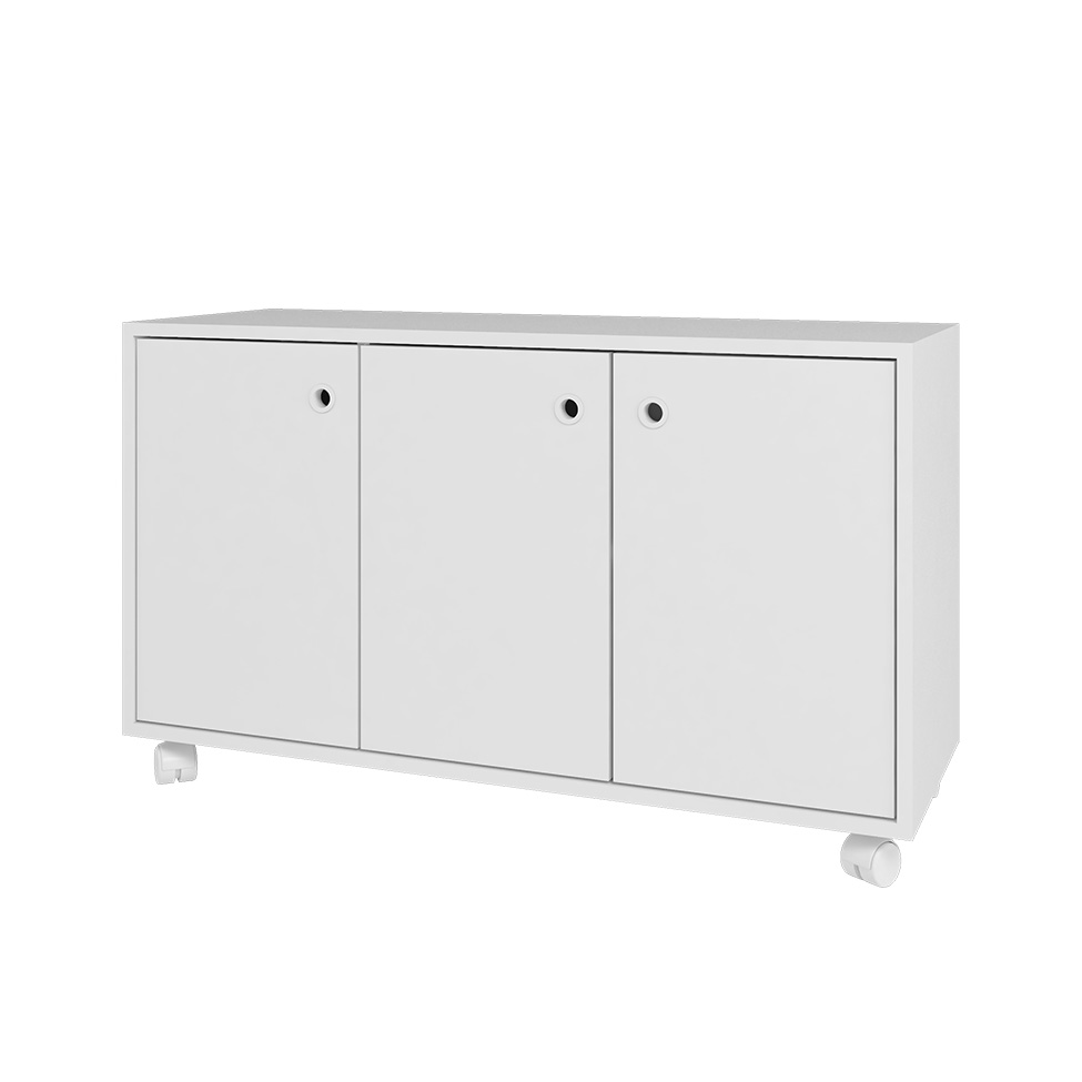 Conjunto com 2 Armários e 1 Estante para Escritório Enemie 6 Portas Branco