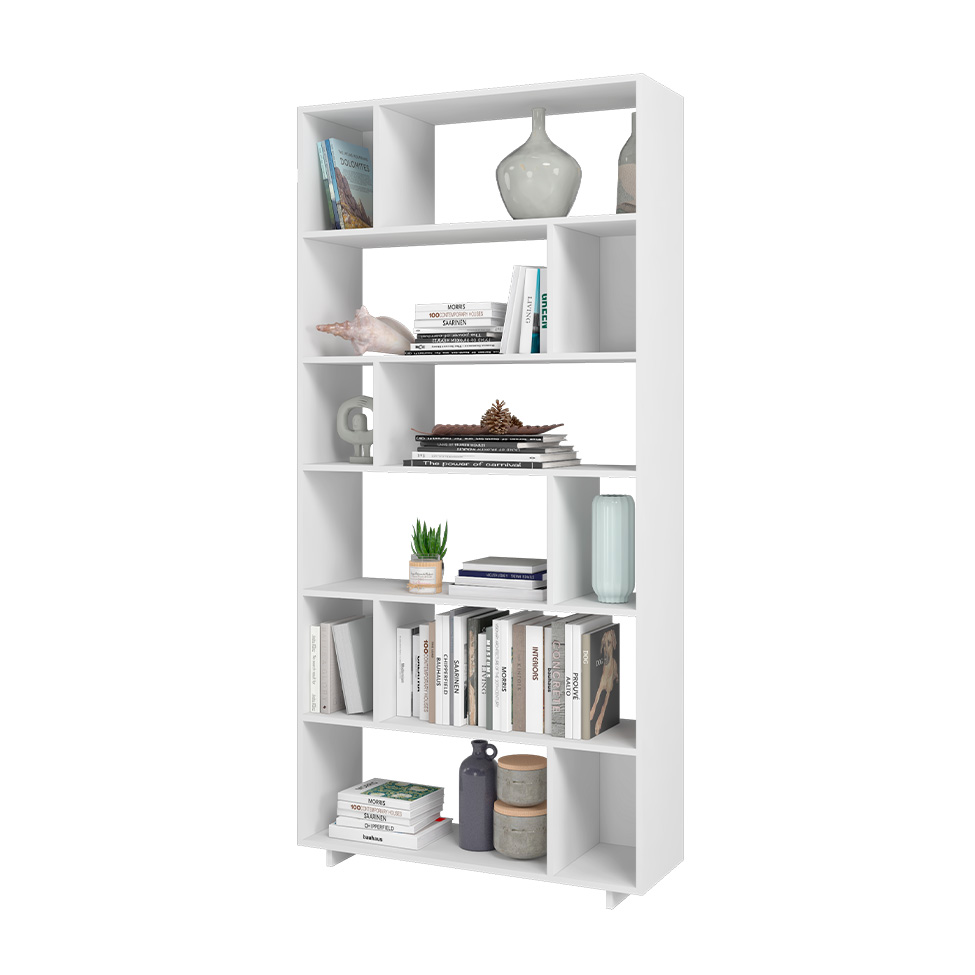 Conjunto com 2 Armários e 1 Estante para Escritório Enemie 6 Portas Branco