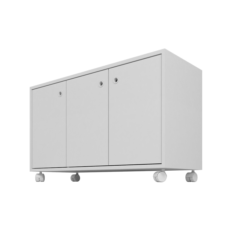 Conjunto com 2 Armários e 1 Estante para Escritório Enemie 6 Portas Branco