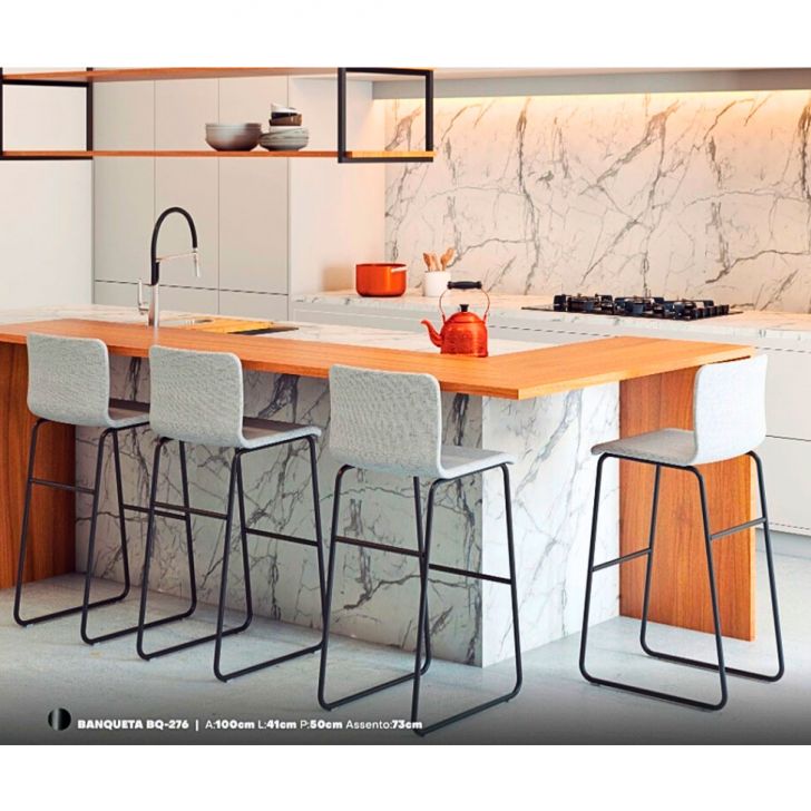 Conjunto com 2 Banquetas Alabama Cinza e Preto