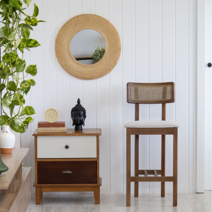 Conjunto com 2 Banquetas Dunas Algodão Bege e Amêndoa