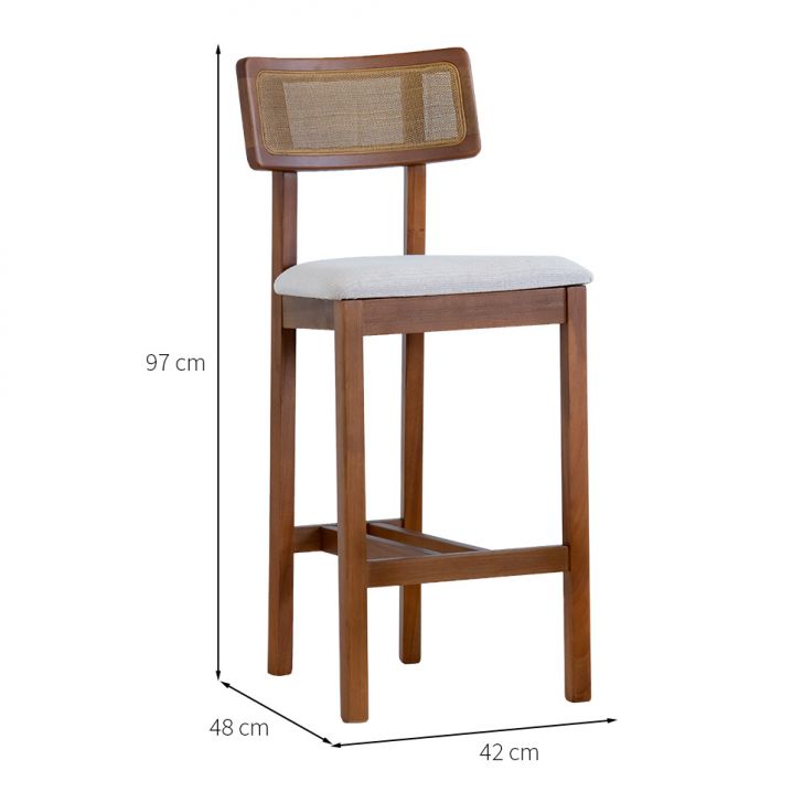 Conjunto com 2 Banquetas Dunas Algodão Bege e Amêndoa