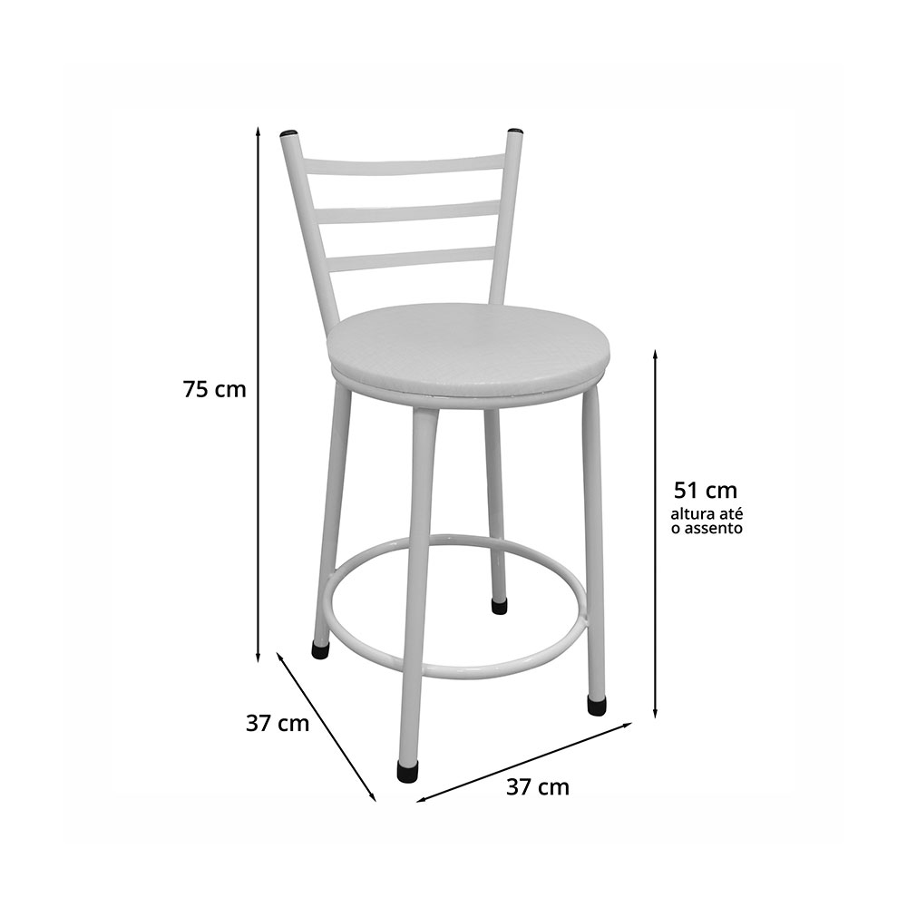 Conjunto com 2 Banquetas Lorena Branco 75 cm