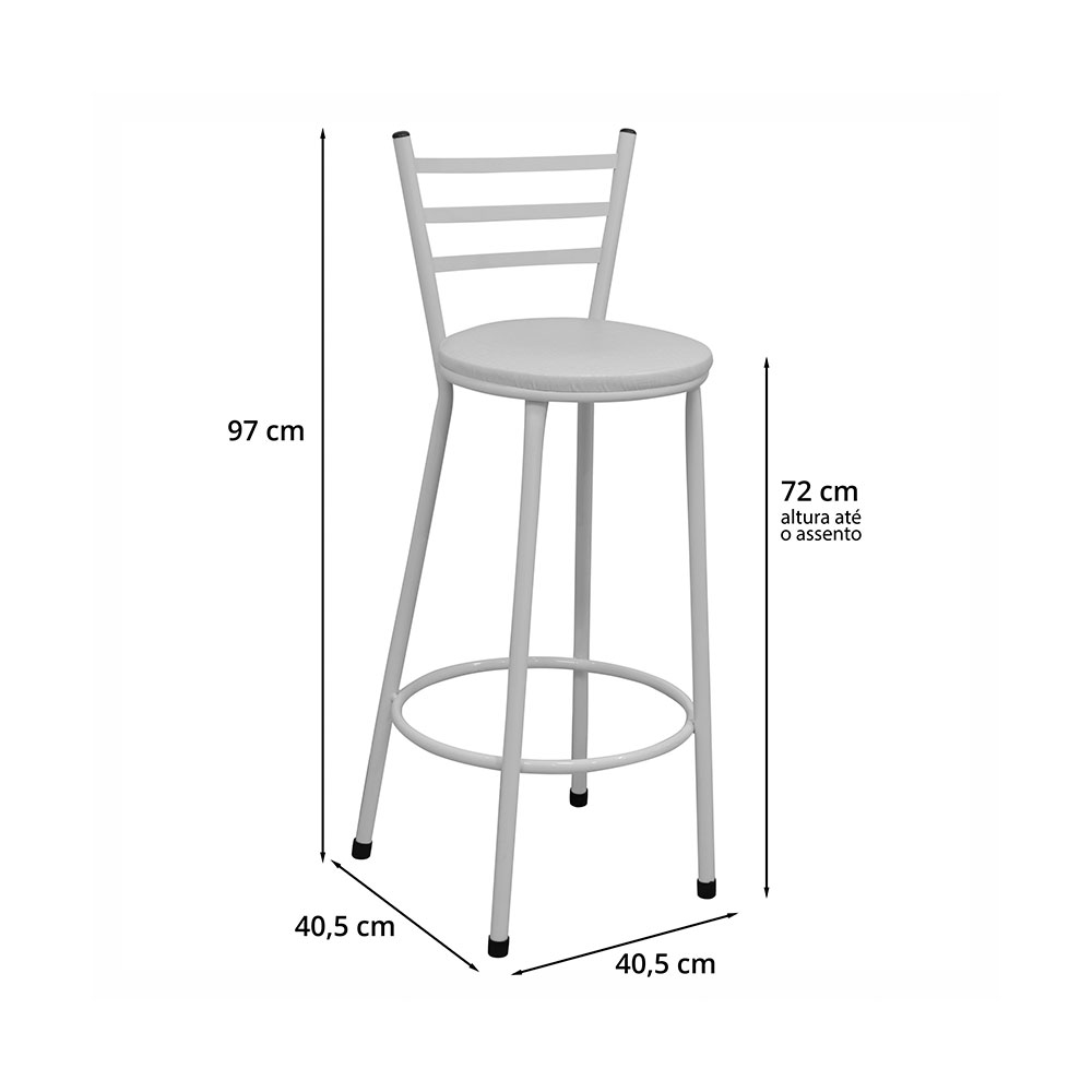 Conjunto com 2 Banquetas Lorena Branco 97 cm