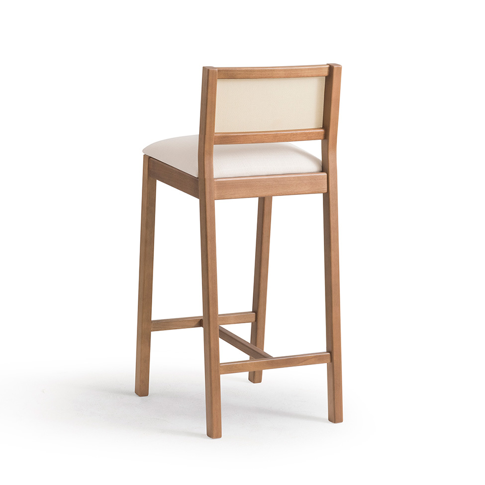 Conjunto com 2 Banquetas Serena com Tela Natural Algodão Bege Claro e Marrom