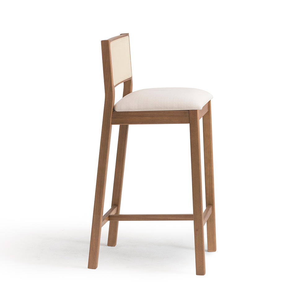 Conjunto com 2 Banquetas Serena com Tela Natural Algodão Bege Claro e Marrom