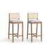 Conjunto com 2 Banquetas Serena com Tela Natural Algodão Cinza Claro e Marrom