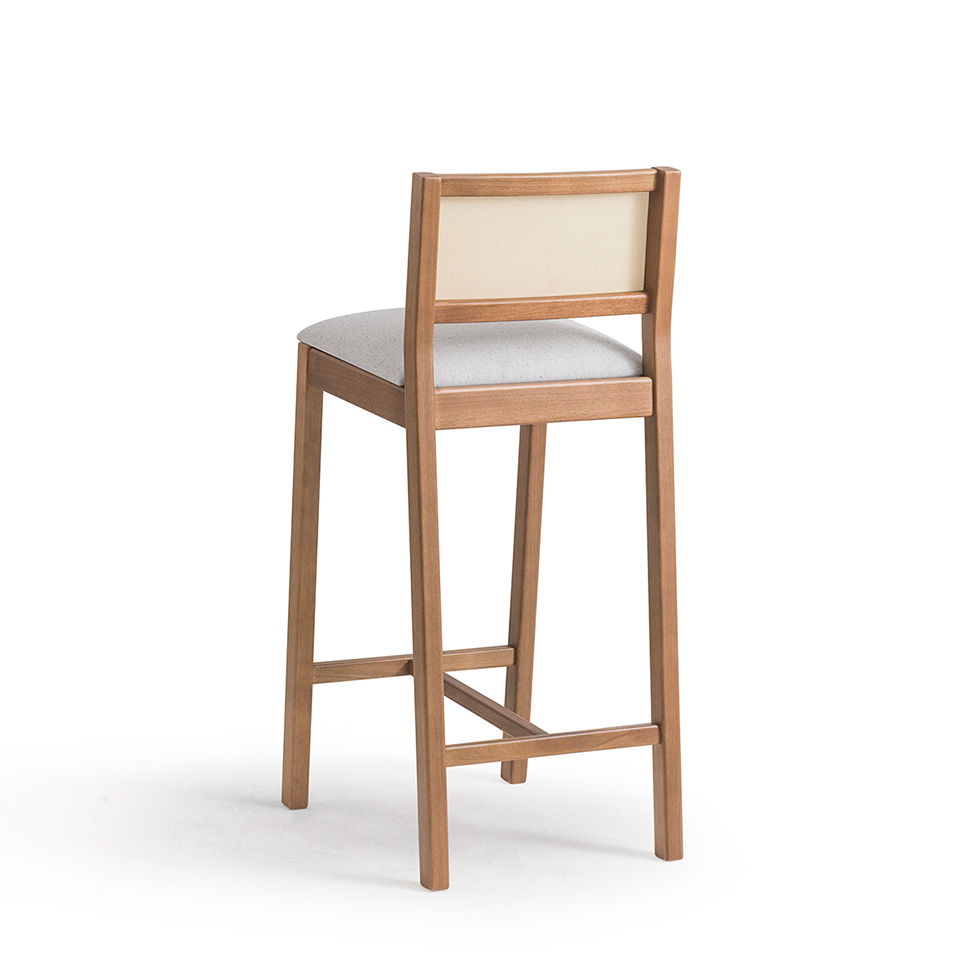 Conjunto com 2 Banquetas Serena com Tela Natural Algodão Cinza Claro e Marrom