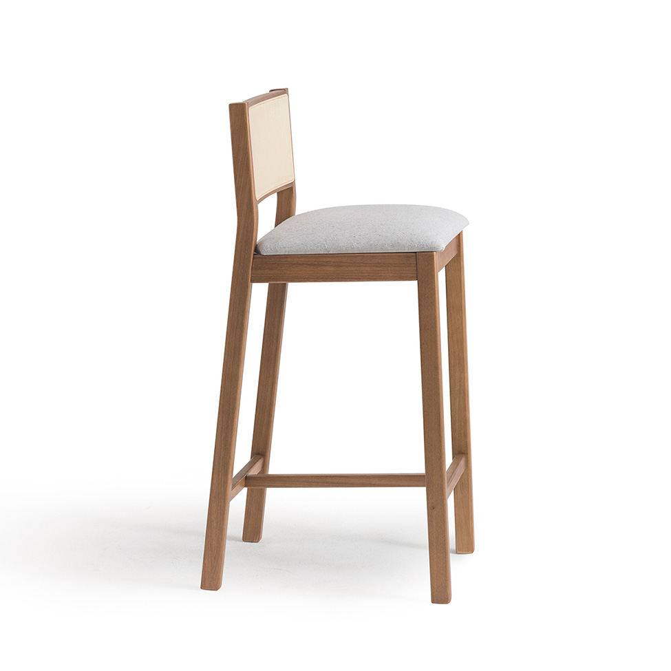 Conjunto com 2 Banquetas Serena com Tela Natural Algodão Cinza Claro e Marrom