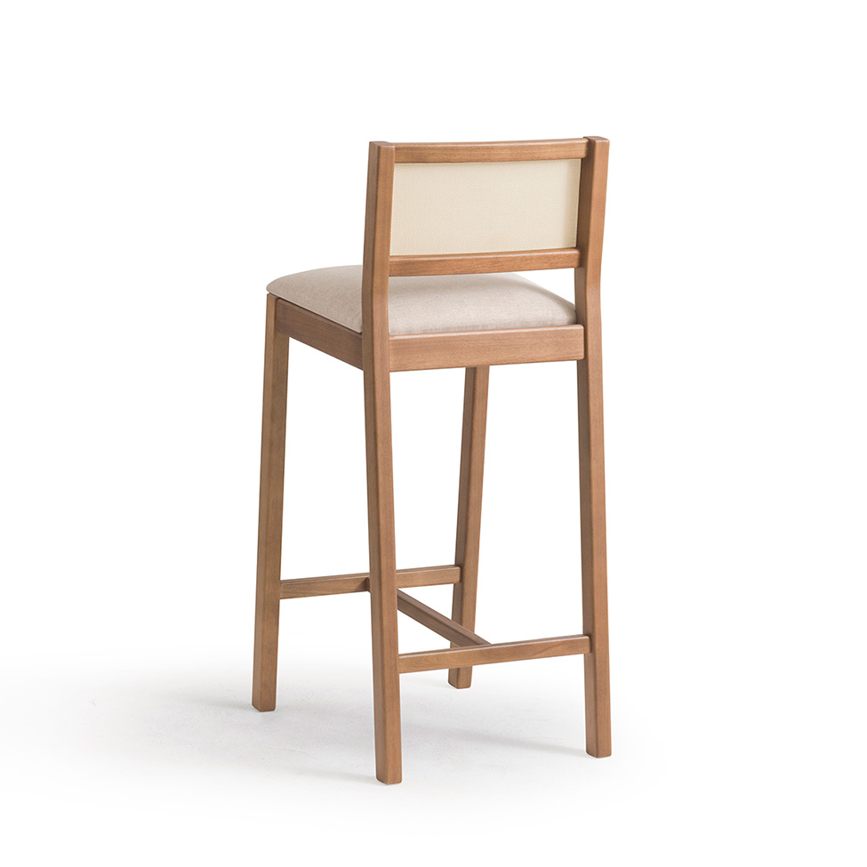 Conjunto com 2 Banquetas Serena com Tela Natural Poliéster Bege e Marrom