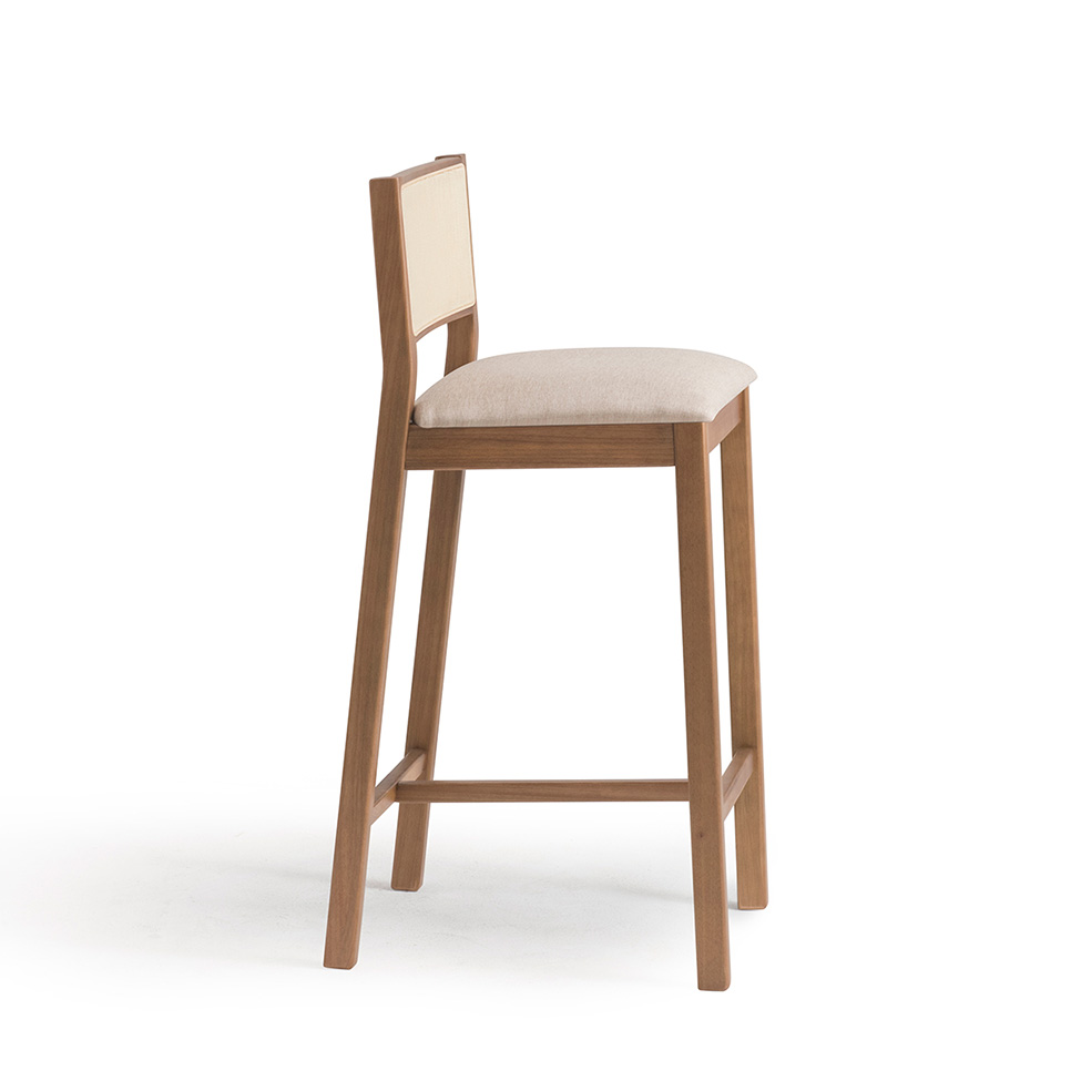 Conjunto com 2 Banquetas Serena com Tela Natural Poliéster Bege e Marrom