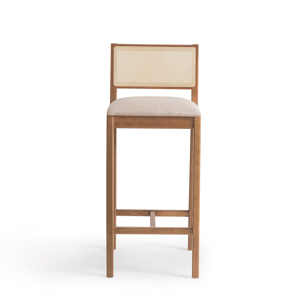 Conjunto com 2 Banquetas Serena com Tela Natural Poliéster Bege e Marrom