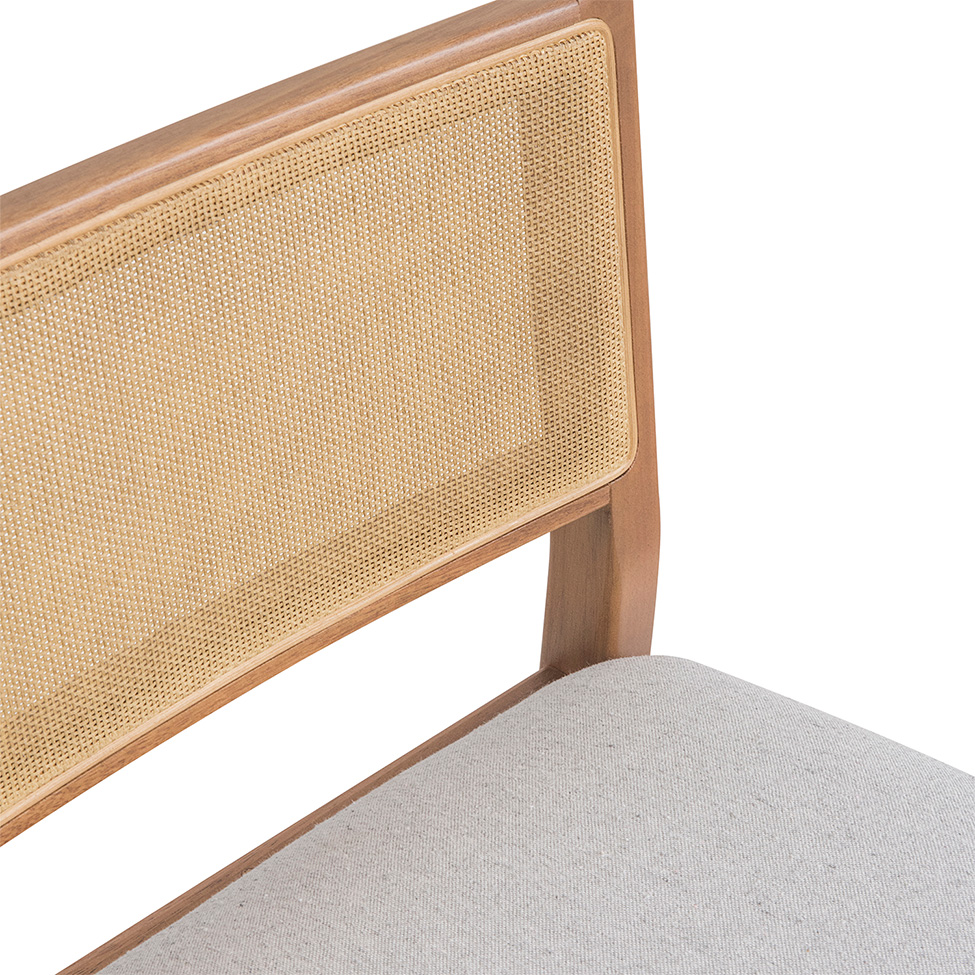 Conjunto com 2 Banquetas Serena com Tela Nogueira Algodão Cinza Claro e Marrom