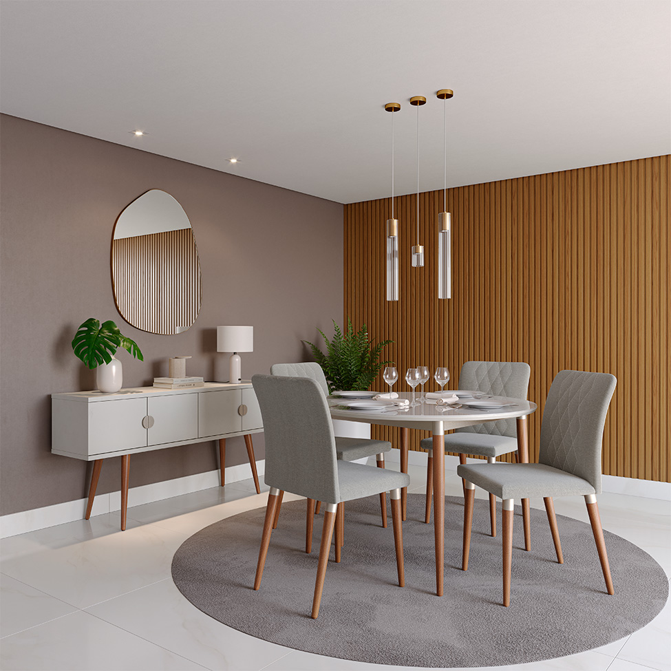 Conjunto com 2 Cadeiras Abbey Linho Cinza e Natural