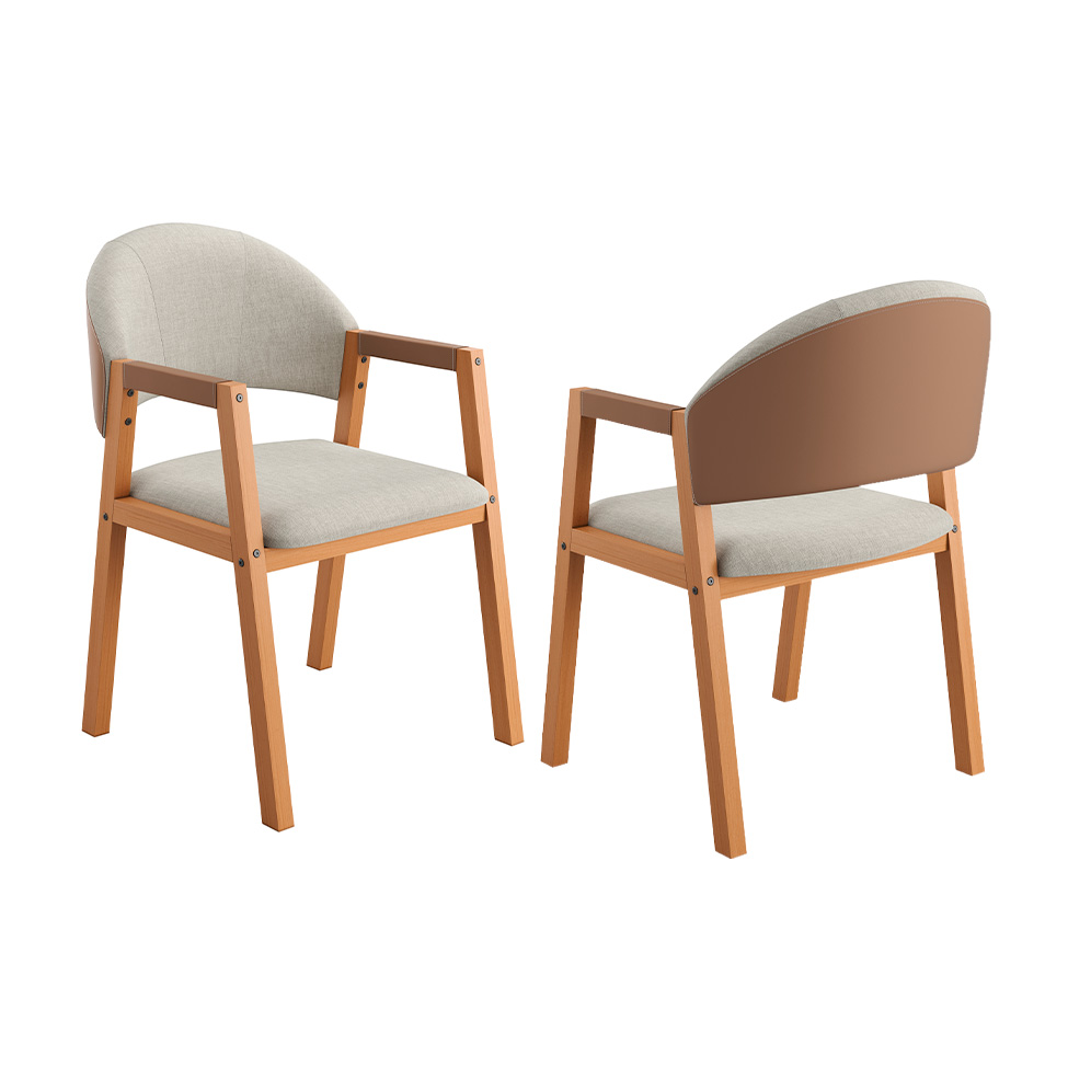 Conjunto com 2 Cadeiras Allegra Linho Cinza e Madeira
