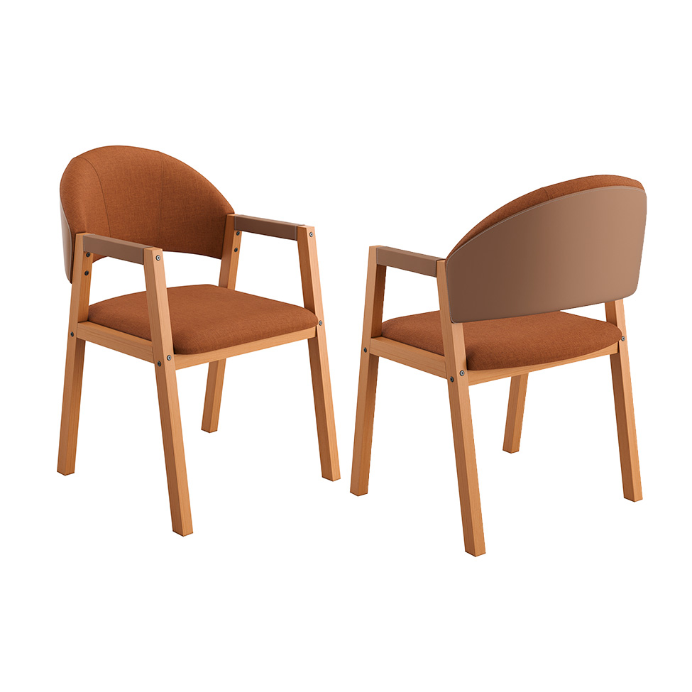 Conjunto com 2 Cadeiras Allegra Linho Terracota e Madeira