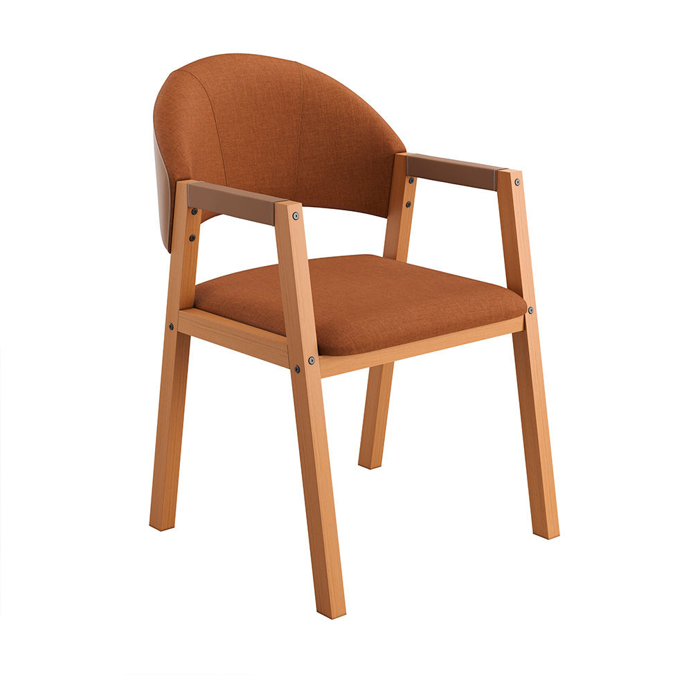 Conjunto com 2 Cadeiras Allegra Linho Terracota e Madeira