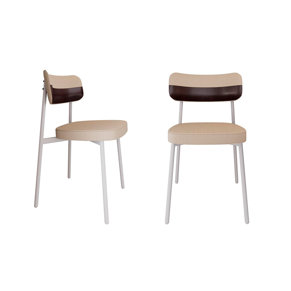 Conjunto com 2 Cadeiras Alloa Polipropileno Areia e Café