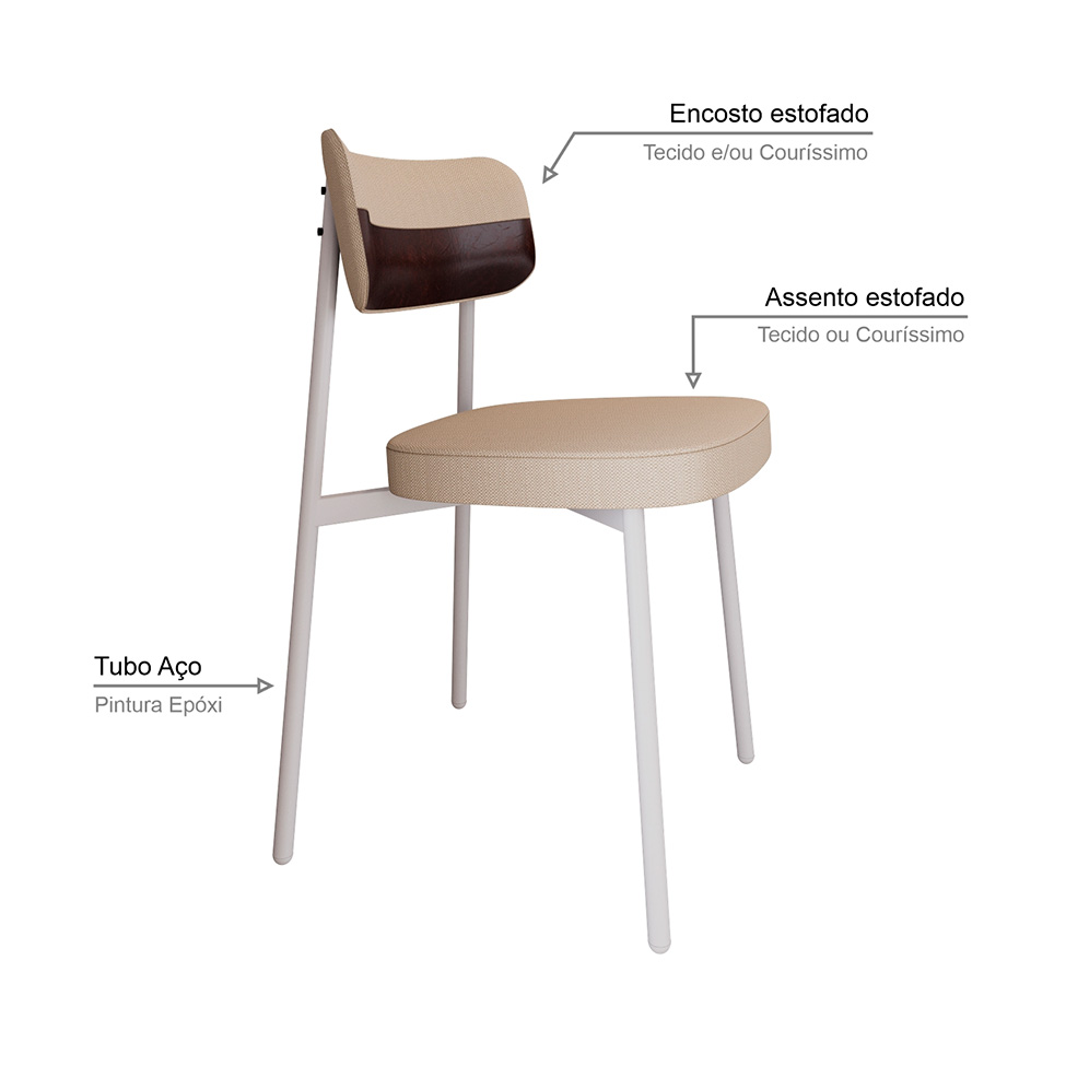 Conjunto com 2 Cadeiras Alloa Polipropileno Areia e Café