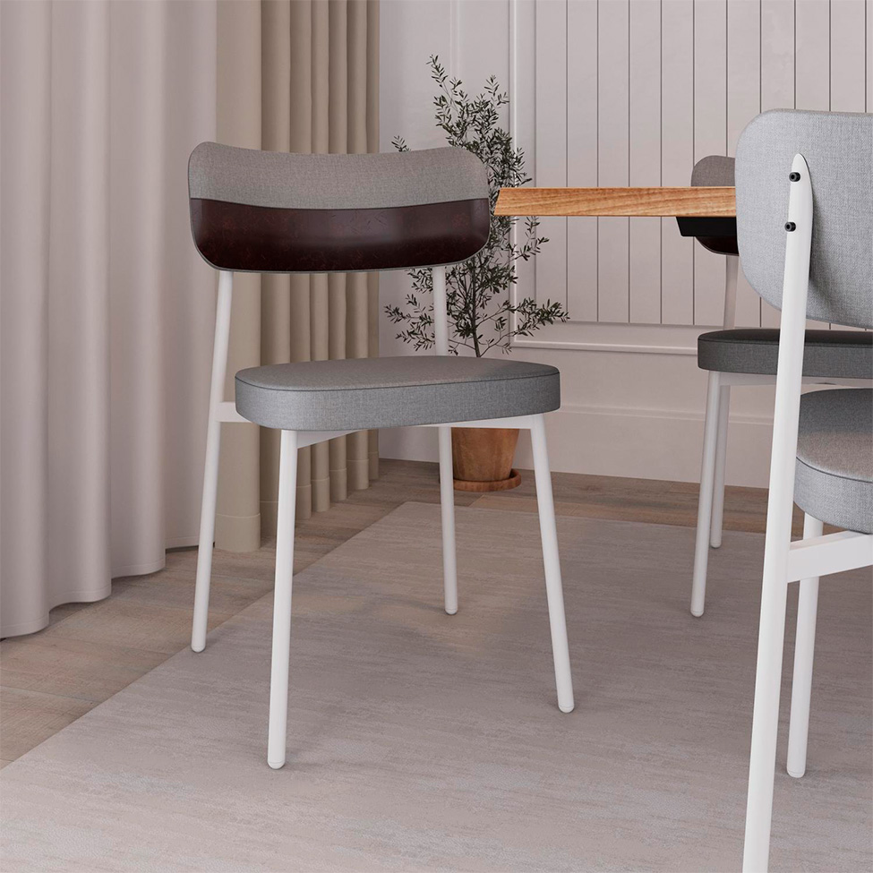 Conjunto com 2 Cadeiras Alloa Polipropileno Cinza Claro e Café