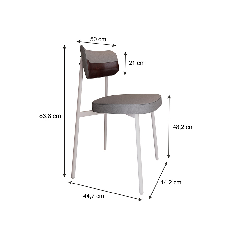 Conjunto com 2 Cadeiras Alloa Polipropileno Cinza Claro e Café