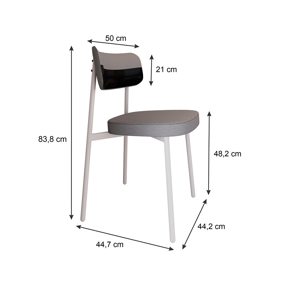Conjunto com 2 Cadeiras Alloa Polipropileno Cinza Claro e Preto