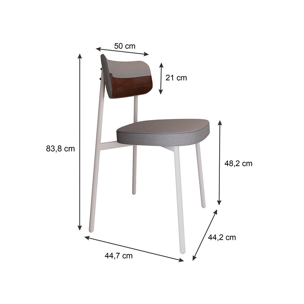 Conjunto com 2 Cadeiras Alloa Polipropileno Cinza Claro e Whisky