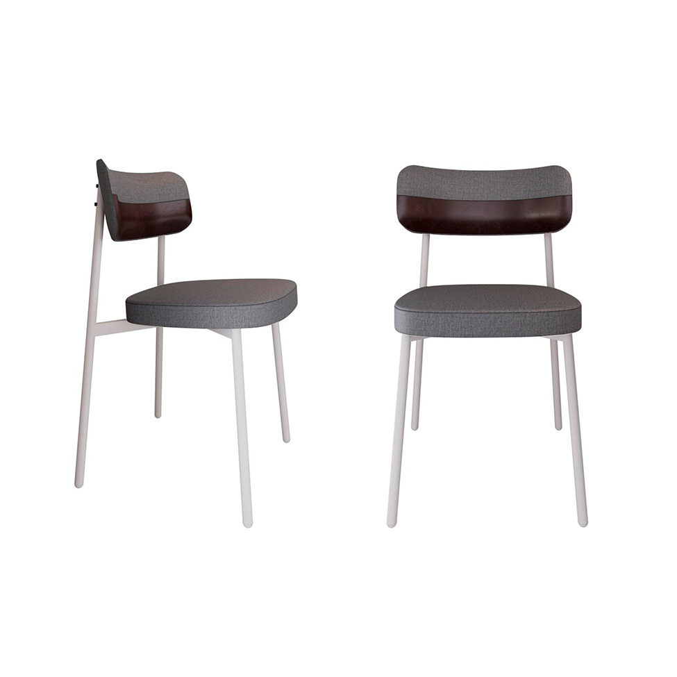 Conjunto com 2 Cadeiras Alloa Polipropileno Cinza e Café